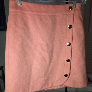 LOFT Peach Button-Detail Wool Mini Skirt